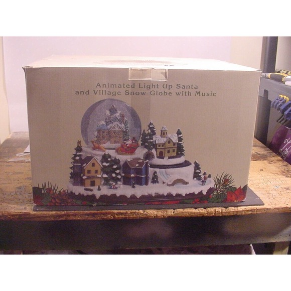 Cracker Barrel Animated Light Up Santa and Village Snow Globe with Music - Picture 1 of 4